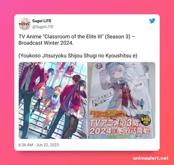 Sugoi LITE on X: TV Anime Classroom of the Elite III (Season 3