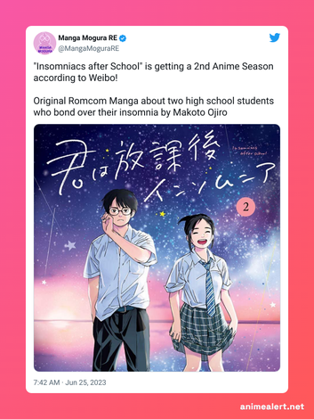 Faltam 2 capítulos para o fim do mangá Insomniacs After School